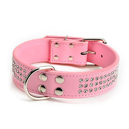 COHEALI Hunde hundekragen Halsband für Hunde PU-Hundehalsband hübsche Hundehalsbänder Strass hundehalsband verstellbares Hundehalsband Perlmutt Strasssteine Combo-Platte Rosa von COHEALI