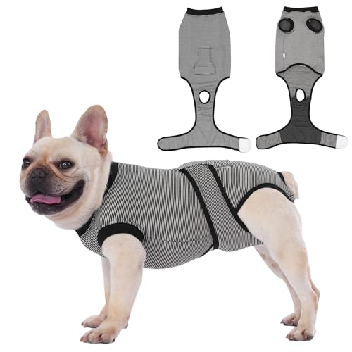 Traje De Recuperación Para Perros Después De Una Cirugía, Bauchwundbandagen für Hunde, Ersatz für E-Halsband und Kegel, verhindert Lecken von Hunden, Operationsanzug, Grau, Größe S von COHYVER