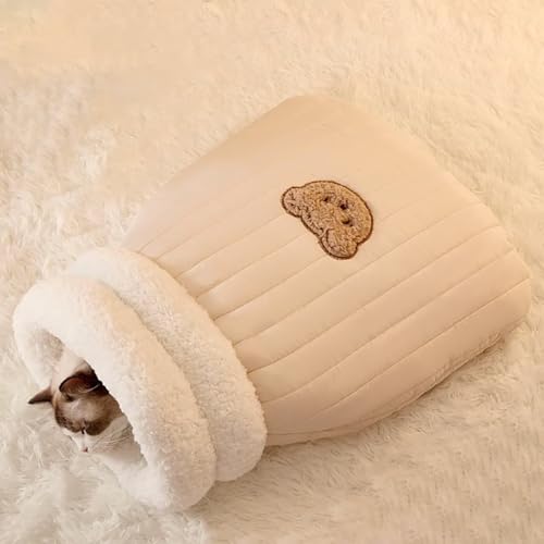 COITROZR Katzenschlafsack Katzenhöhle, Warmer Bequemes Katzenbett, Waschbar Kuschelhöhle Katze Aus Fleece Baumwolle, Katzenbett Schlafsack für kleine Katzen Hunde Bis Zu 6 Kg von COITROZR