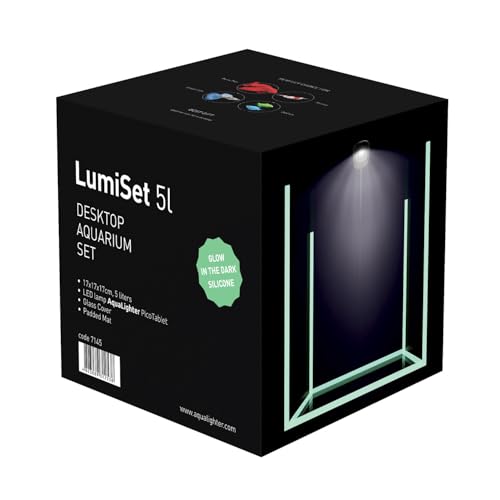 COLLAR AquaLighter LumiSet 5l - Nano-Aquarium mit Ultra-transparentem Glas mit leuchtenden Kanten - mit Abdeckscheibe, Unterlegmatte und LED-Beleuchtung von COLLAR