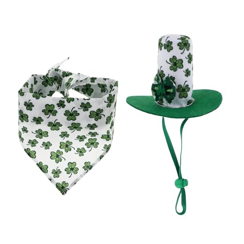 1 Satz Haustiermütze Schal Katzenrad Haustiere Katzenfutter pet Supplies Katzen Halstuch entzückendes Katzenlätzchen Entzückende Haustiermütze Baumwolle Polyester Green COLLBATH von COLLBATH