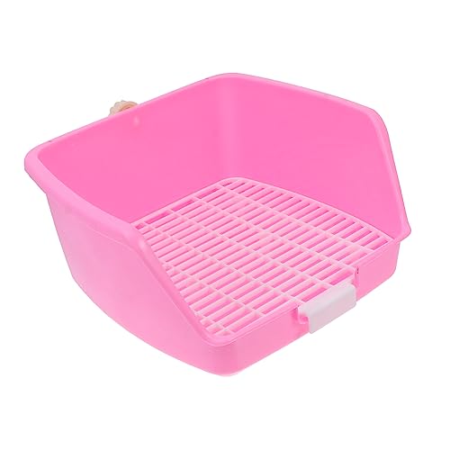 COLLBATH 1stk Kaninchen Quadratische Toilette Kaninchenkäfig Drinnen Kaninchenstall Drinnen Wc-ablage Mini-Hasen Hamster Toilettenecke Welpenunterlage Extra Großes Tablett Plastik Rosa von COLLBATH