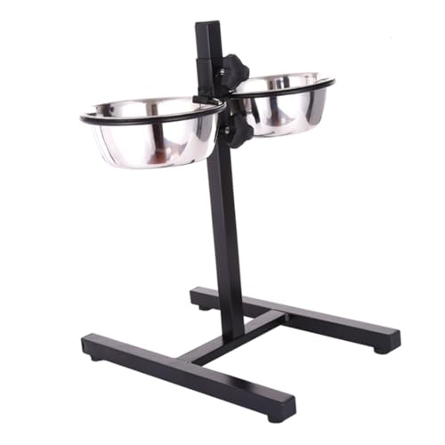 COLLBATH 1 Satz Anhebbarer Hundenapf Katzenfutter Dual Stand Welpe co edelstahlschüsseln edelstahlnapf Futternapf für Haustiere Futter- und Wassernäpfe für Haustiere Rostfreier Stahl Black von COLLBATH