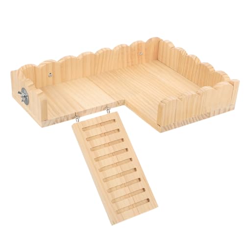 COLLBATH 2 in 1 Set Hamster Spielzeug Meerschweinchen Plattform Leiter Haustier Leiter Holz Plattform für Hamster Käfig Zubehör von COLLBATH