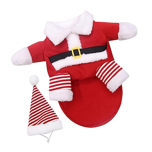 COLLBATH 1 Satz Haustier Hund Weihnachten Biped Kleidung Set Hunde-Hoodies-Mantel Hundeweihnachtskleidung Hundejacke hundemantel Dog Raincoat Hund weihnachtskostüm Hundeumhang Baumwolle rot von COLLBATH