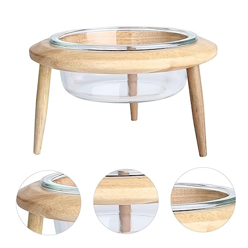 COLLBATH 1 Satz Haustiernapf pet Supplies haustierbedarf glasschälchen Dog Bowl Regal wasserspender für Hunde Hund wassernapf Schalen für Haustiere Katzennapf mit hohem Sockel hölzern Khaki von COLLBATH