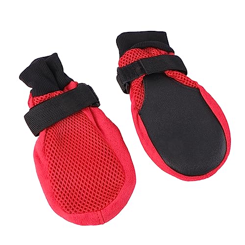 COLLBATH Hundeschuhe Pfotenschutz Atmungsaktives Mesh Hundestiefel rutschfest Rot Für Hunderassen von COLLBATH