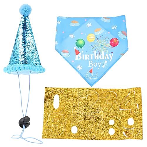 COLLBATH 1 Satz Hundegeburtstagsmütze Haustiere Hundedenkmal Hundemützen Geburtstag Kegelkappe Hundekostüme Hundenapf Präsentieren Sie Dekorationen Welpenspielzeug Puffer Polyester Blue von COLLBATH