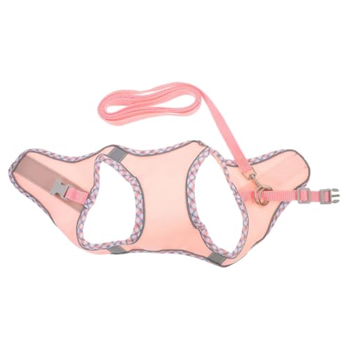 COLLBATH 1 Satz Hundegeschirr-Set Gehgeschirr Für Welpen Haustier Hund Zubehör Hundeweste Hundehalsband Leine Hundegeschirr Für Welpen Hundeleine Welpengeschirr Welpenweste Rosa Polyester von COLLBATH