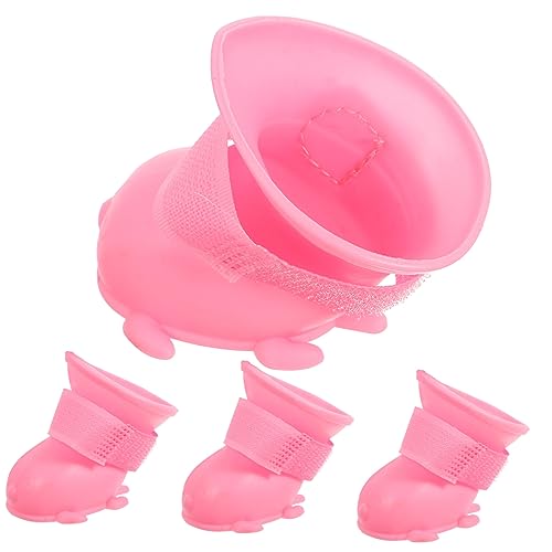 COLLBATH 1 Satz Regenstiefel für Haustiere winterliche hundestiefel Haustierschuhe Schuhe für hundepfoten hundeschuhe Dog Shoes Hundestiefel für den Winter Regenschuhe für Katzen TPE Rosa von COLLBATH