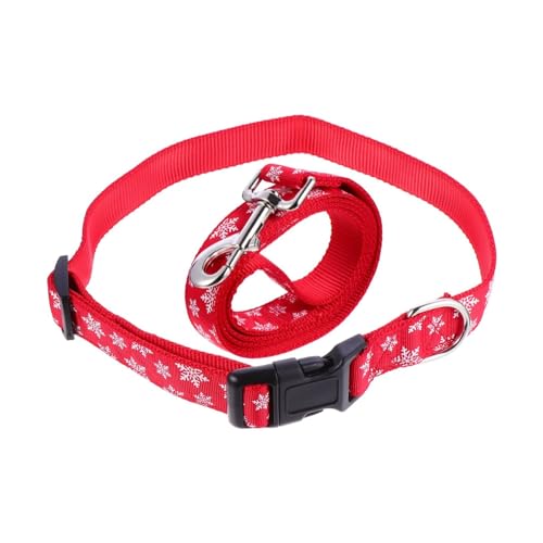 COLLBATH Hundehalsband-Set Weihnachtsdekoration für Hunde Weihnachten verstellbares Halsband Leine passende Leine Schneeflocken-Thema von COLLBATH