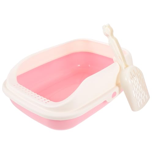 COLLBATH 1 Set-Box Katzentoilette Kätzchentoilette Hohe Seitentoiletten Für Katzen Kätzchen Saubere Toilette Katze Bettpfanne Katzenversorgung Rosa Plastik von COLLBATH