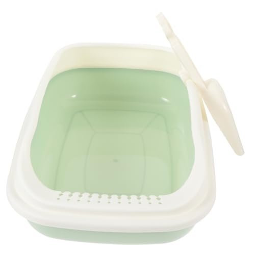 COLLBATH 1 Set-Box Katzentoilette Kätzchentoilette Kätzchen Saubere Toilette Katzenversorgung Katze Bettpfanne Hohe Seitentoiletten Für Katzen Light Green Plastik von COLLBATH