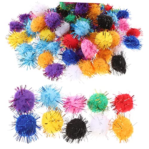 COLLBATH 100St Pompons zum Basteln Katzen Spielzeug cat Toys Spielzeug für Katzen katzenspielzeug glitzernde Flauschige Kugeln Katze Funkelnde Bälle Pompons basteln Flauschige Dekorationen von COLLBATH