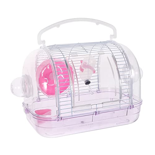 COLLBATH 1Stk Hamsterkäfig Hamster Reisehaus Kaninchenträger Haustier Hase Hamsterheime meerschweinchen käfig kleine Tragetasche Rattenkäfig im Freien Hamster Tragetasche Eisen Rosa von COLLBATH