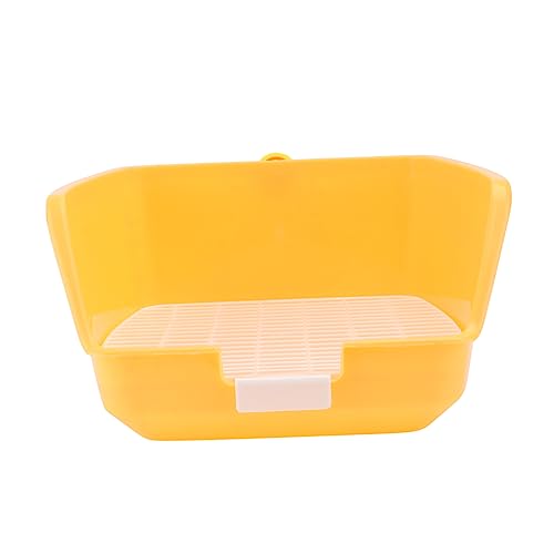 COLLBATH 1Stk Kaninchentoilette Badezimmer Wurf Meerschweinchenwindeln sprühen Igel Katzentoilette kaninchenklo Hasen klo Kaninchenkäfig Zubehör Kaninchenkäfig Becken Plastik Yellow von COLLBATH