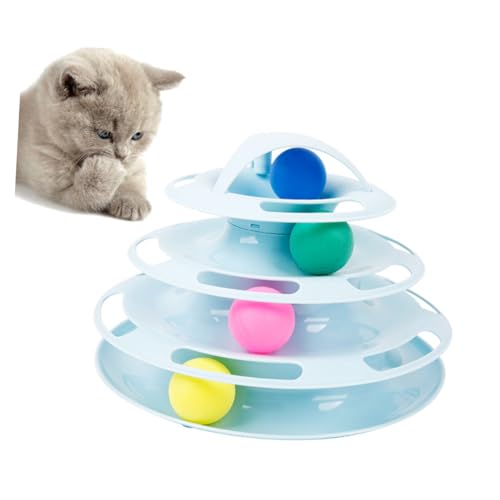 COLLBATH 1Stk Katzen-Plattenspieler katzenspielzeug Katzen beschäftigungsspielzeug Katzen Angeln katzenkugel cat Toy Katzenrad Ballspielzeug für Katzen rotierende Kugel Cat-Track-Turm Blue von COLLBATH