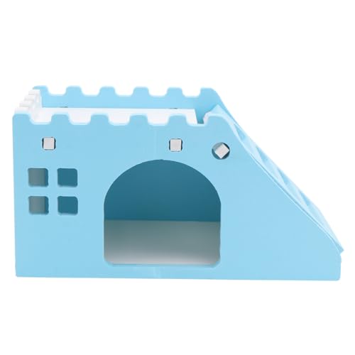 COLLBATH 1Stk Little Pet Staircase Villa Hamsterversteck Hamsterspielzeug Haustier-Mäuse-Hütte Hamstervilla nagerhaus kleintierhaus für kleine Haustiere Heimtierbedarf hölzern Blue von COLLBATH