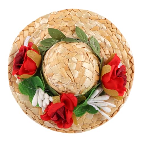 COLLBATH 1Stk PET Stroh gewebte Kappe Hund Stroh Kappe Haustier dekorativer Blumenhut Sombrero-Partyhüte tiermütze Tierkleidung schöne Kopfbedeckung für Haustiere Haustier-Blumenhut Bambus von COLLBATH