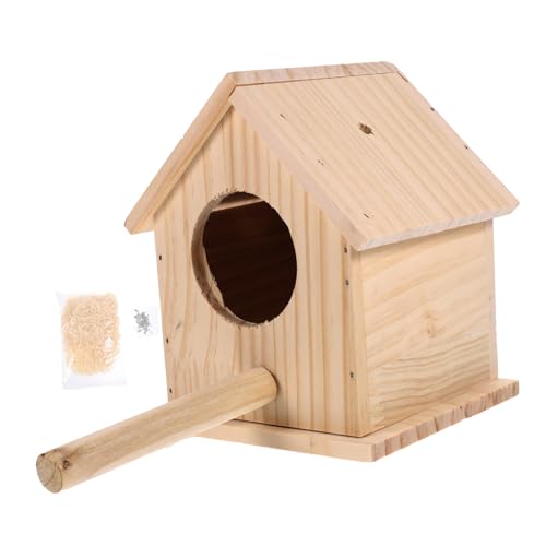 COLLBATH 1pc Kreative Haustier Nest Holz Zucht Box Praktische Kleine Vögel Nest Käfig Für Home Outdoor Dekoration-größe S (beige) von COLLBATH