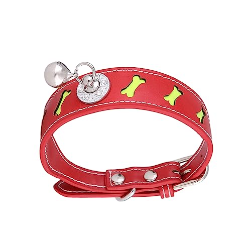 COLLBATH 1stk Aus Pu- Winziger Kragen Kleines Hundehalsband Mit Glockenhalsband Für Haustiere Kleines Welpenhalsband Kleintierprodukte Für Haustiere Glockendekor Rot von COLLBATH