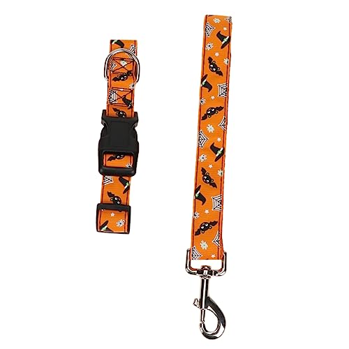 COLLBATH 2St Halloween-Haustierhalsbänder Halloween-Katzendekorationen Welpenleine Dog Halloween Costume Dog Costume Halloween Welpengeschirr Haustier Hundehalsband Hundeleine Stoff Orange von COLLBATH