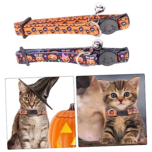 COLLBATH 2St Halloween-Kragen für Haustierkatzen Halloween-Halsband für Haustiere Halloween-Hundehalsband Katzenhalsband mit Bell katzenhalsband Halloween Haustierhalsband Halloween Tuch von COLLBATH