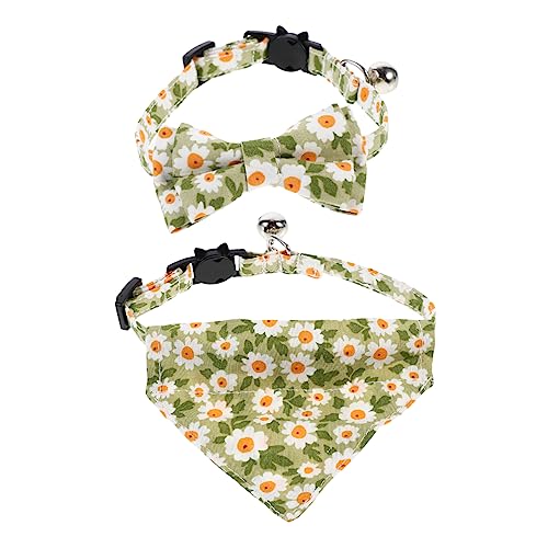 COLLBATH 2St Katzenhalsband Katzengeschirr Katzenfliege -Dreieck-Schal-Kragen Katzenbogen cat Clothing katzenbekleidung Kätzchen Fliege Kragen für Haustiere Baumwolle Green von COLLBATH