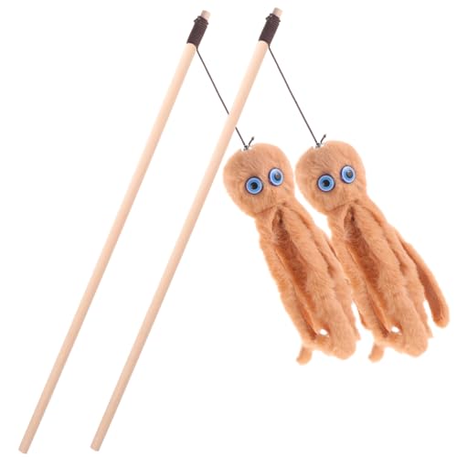 COLLBATH Katzenspielzeug für den Innenbereich Stick-Set Katzen-Teasing-Zauberstab Oktopus-Spielzeug interaktive Katzen-Angelrute Spaß Kätzchen-Teaser von COLLBATH