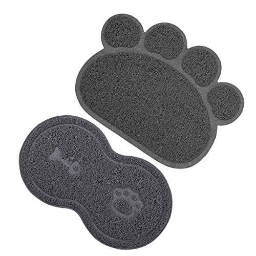 COLLBATH 2st Haustiermatte Welpenunterlage Katzenfutter Futterspender Katzennäpfe Große Hundematte Futternapf Für Haustiere Hundebox Matte Hundefutter Katzenstreu Matte Katzennapf Grey PVC von COLLBATH