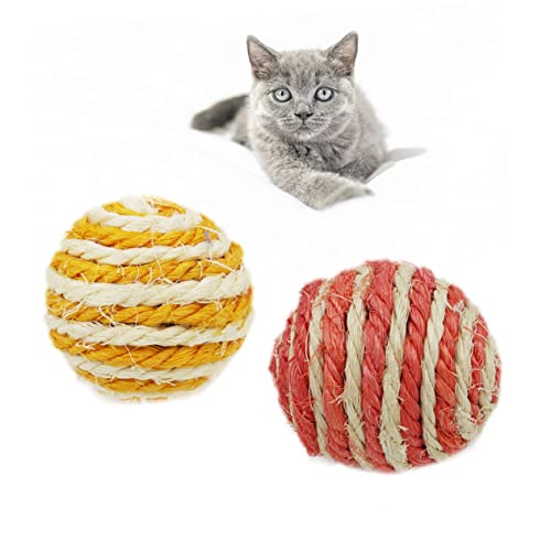 COLLBATH 2st Kätzchen Teaser Katzenfangball Spielzeug Für Katzenbälle Katzenbedarf Kratzspielzeug Für Katzen Haustierspielzeug Für Katzen Sisalball Sisalbällchen Nagen Katzenball von COLLBATH