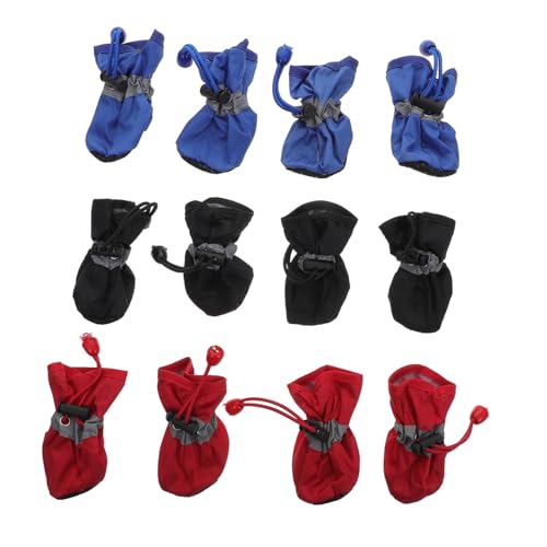 COLLBATH 3 Sätze Stiefel für Haustierhunde Regenstiefel für Welpen besohlte hundestiefel Wasserstiefel hundeschuhe pfotenschutz für Hunde wasserdichte Haustierschuhe Regenschuhe Nylontuch von COLLBATH