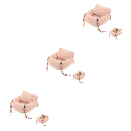 COLLBATH 3St Hamsternest Hängemattenbett Haustierkäfig-Hängematte Schlafhängematte Ratte hamsterbett Hamster Spielzeug Eichhörnchen-Hängematte Haustierkäfig hängendes Bett Flanell Rosa von COLLBATH