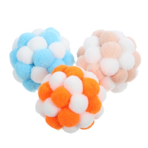 COLLBATH Fuzzy-Katzenminzenbälle Glöckchen 3er-Pack interaktive Katzenspielzeugbälle zum Spielen im Innenbereich Katzenglockenbälle Spielzeug Katzenminze Katzenspielzeug für Katzen von COLLBATH