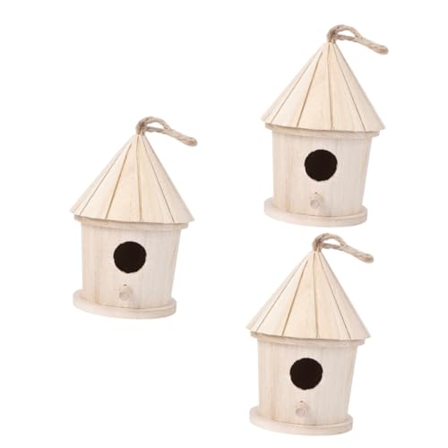 COLLBATH 3St Vogelbett Hamsterhaus Vogelrastplatz Vogelschlafsack hängender Vogel Vögel Wohnzimmer Vogelhäuschen vogelhaus The Birdcage Bird Toys hängendes Nest Vogelnest Hölzern Yellow von COLLBATH