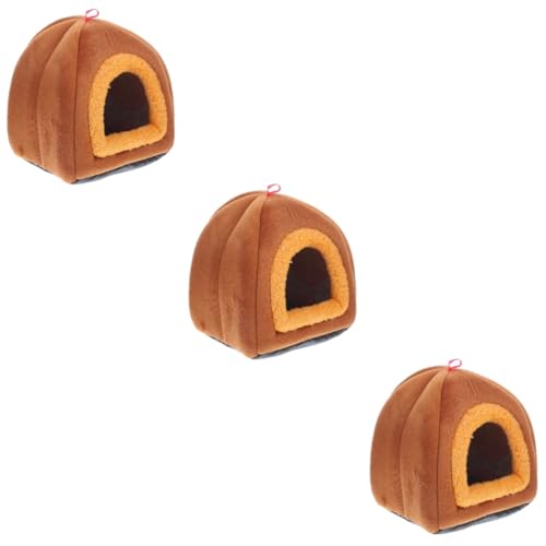 COLLBATH 3St kleines Haustiernest Hamsterkäfig Kaninchen Kuschelhütte Haustier Ruheschlaf kaninchenkäfig Rabbit cage Ruhebetten für Haustiere Chinchilla schlafen Polyester Brown von COLLBATH