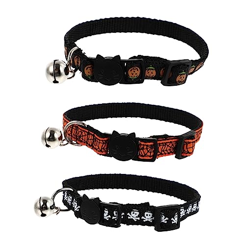 COLLBATH 3st Haustierhalsband Halloween-hundehalsband Geisterfledermaus Hundehalsband Halloween-kätzchen-Kragen Welpenhalsband Spinnenhundehalsbänder Kreative Haustierhalsbänder Polyester von COLLBATH