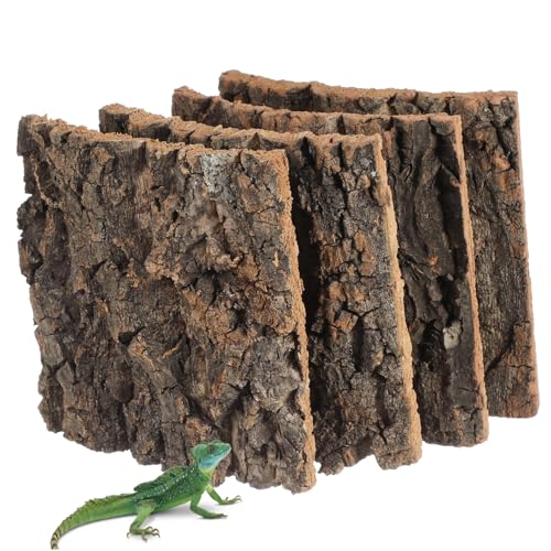 COLLBATH 4 Stück Aquarium Dekoration natürliche Korkrinde Gecko Schildkröte Schlange Reptilien Zubehör Reptilien Habitat Reptilien-Terrarium-Hintergrund Kork-Flats Natürliche Kork rinde von COLLBATH