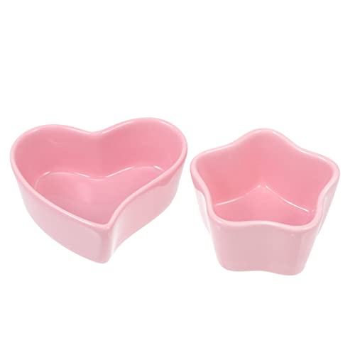 COLLBATH 4 Stück Futternapf Fressnäpfe Für Hamster Hamsternäpfe Für Futter Und Wasser Kleintierfutterautomat Kleiner Tiernapf Häschen-Feeder Wassernapf Für Kaninchen Rennmaus Rosa Keramik von COLLBATH