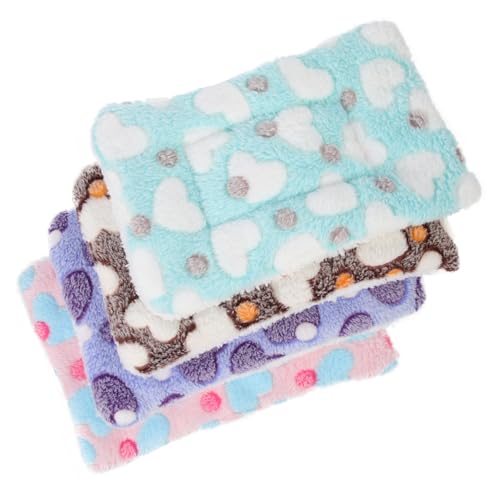 COLLBATH 4 Stück Hamsterstreu hamsterbett pet Heating pad Tierbettchen Weiche Schlafmatte für Nagetiere Schlafkissen für Haustiere Tierteppich Kaninchen Nester Winternest Korallenvlies von COLLBATH