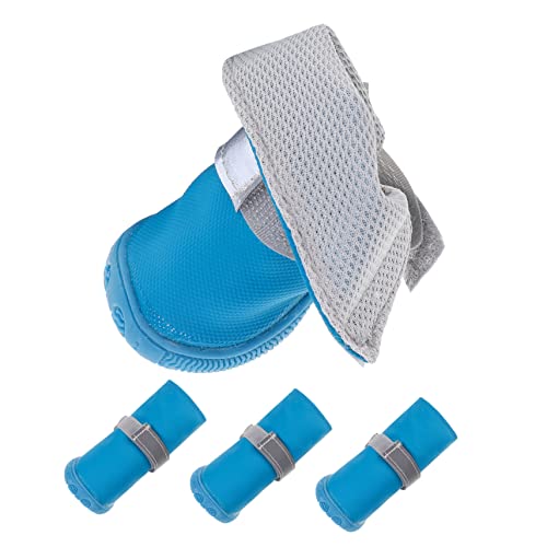 COLLBATH 4 Stück Haustier-Hundeschuhe Haustierschuhe für Regen Stiefel Wanderschuhe für Hunde Dog Shoes Dog Walkers Schuhe schützende Haustierschuhe praktische Hundeschuhe Haut Blue von COLLBATH