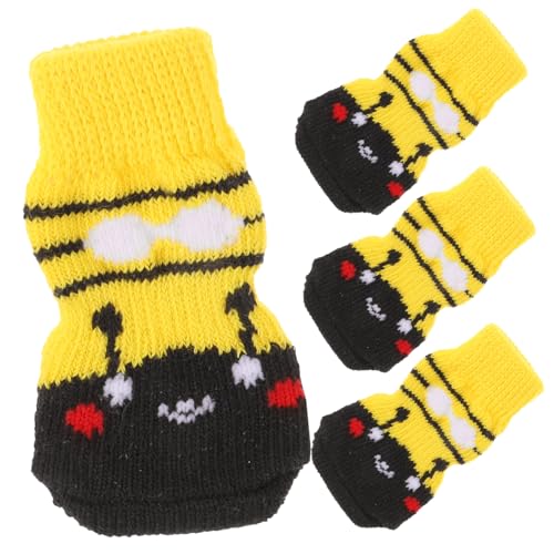 COLLBATH 4 Stück Haustier Socken Pfotenbalsam Griff Hundeschuh Hundezubehör Hundestiefel Grip-socken Gamaschen Hundeunterlage Hundesachen Hund Nagel Hundehose Hundepfote Yellow Baumwolle von COLLBATH