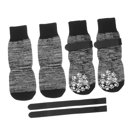 COLLBATH 4 Stück Haustier socken Welpe Hundeschuhe kleine Hunde Hundestiefel Schuhe für hundepfoten hundesocken austauschbare Haustiersocken Abriebfeste Baumwollsocken Reine Baumwolle Black von COLLBATH