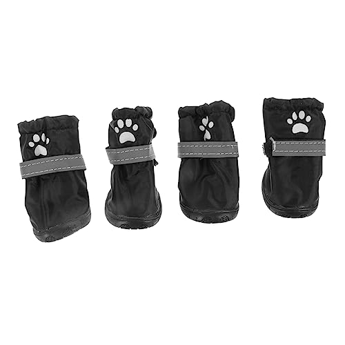 COLLBATH 4 Stück Haustier wasserdichte Schuhe Haustier Stiefel Hundeschuhe Schuhe für hundepfoten Dog Shoes reflektierende Schuhe für Haustiere Regenschuhe für Hunde Polyester Black von COLLBATH