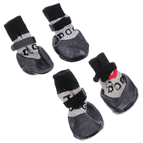 COLLBATH 4 Stück Haustierschuhe Hundeschuhe Haustierbedarf Hundespielzeug Anti-Rutsch-Stiefel für Hunde pet Supplies Paws pfotenschutz sockenschuhe Welpensocken Welpenstiefel Plastik Black von COLLBATH