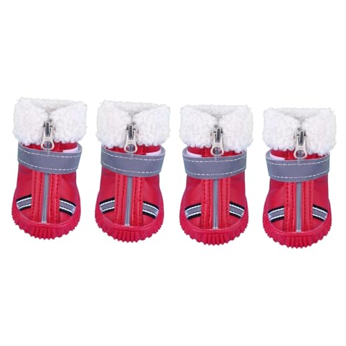 COLLBATH 4 Stück Herbst Winter Hundeschuhe Haustier Schneeschuhe Chihuahua Schuhe Haustier Kurze Schuhe Haustier Kurze Stiefel Pfotenschutz Haustier rutschfeste Schuhe Welpenschuhe von COLLBATH