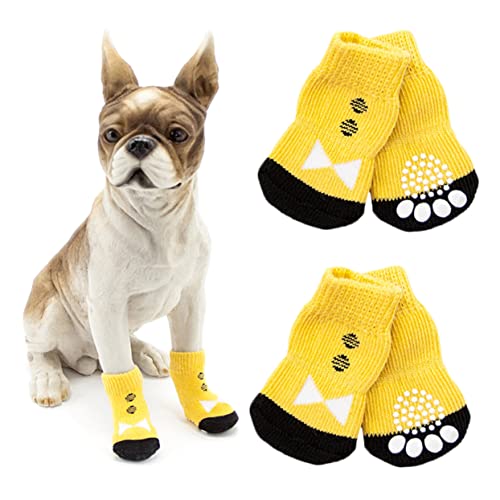 COLLBATH Hundeschuhe Griers 4-teilige Haustiersocken für Hundepfoten rutschfeste Baumwollsocken für Welpen bequem hautfreundlich von COLLBATH