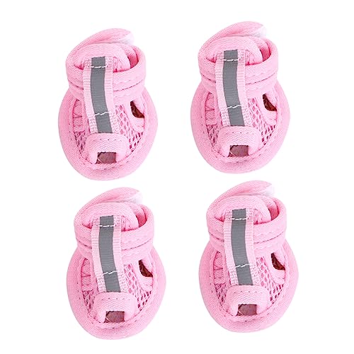 COLLBATH 4er Set Atmungsaktive Hundeschuhe Aus Mesh Für Sommer rutschfeste Sneakers Für Haustiere Pink Größe 4 Idealer Pfotenschutz Für Kleine Und Mittlere Hunde von COLLBATH