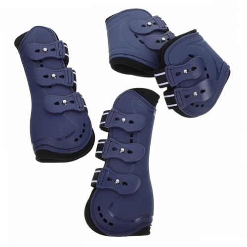 COLLBATH 4 Stück Pferdebeinstiefel Pferdeleggings Reitsportausrüstung Pferdebeinschutzhülle Pferdesportstiefel Beinschutz Für Pferde Pferdestiefel Vorne Und Hinten Pferderennstiefel Pu von COLLBATH