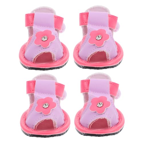 COLLBATH 4 Stück Sandalen für Hunde Hundesandalen Hunde Accessoires Hundeschuhe mit Strasssteinen Hunde Pfotenschuhe Hunde Sandalen Welpenschuhe kleines hundespielzeug Pfotenreiniger Pu von COLLBATH